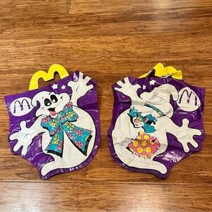 Pair of McDonalds 1990 Halloween Glow in the Dark Trick or Treat Ghost Boo Bags